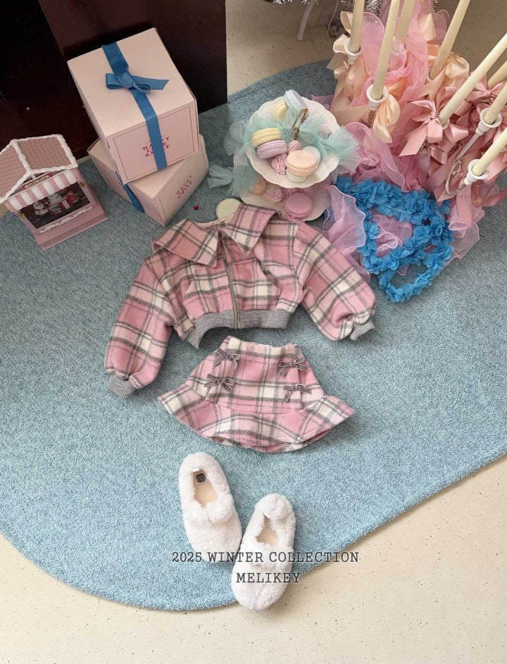 [melikey] Wool Check Collar Zip-Up_2colors