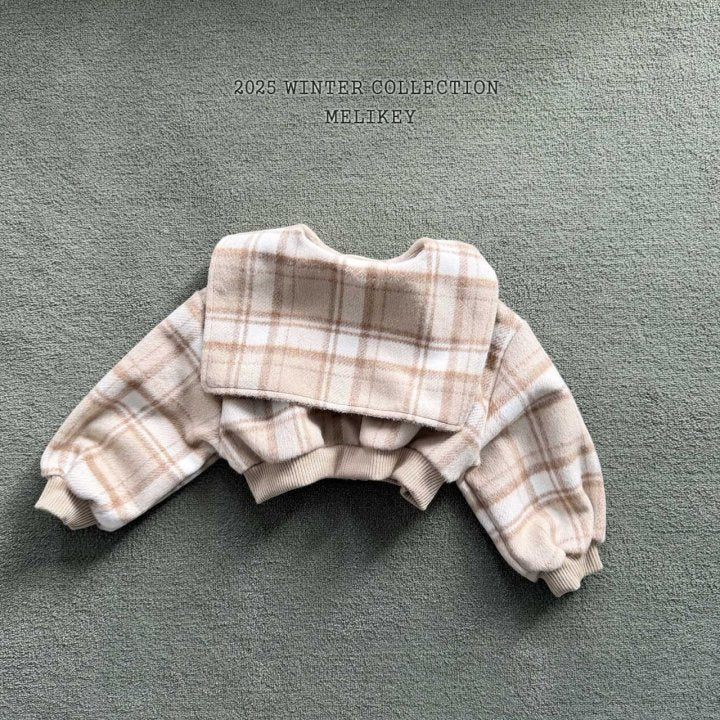 [melikey] Wool Check Collar Zip-Up_2colors