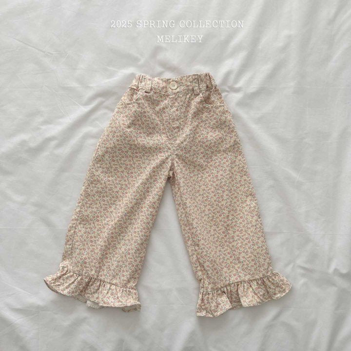 [melikey] Spring Flower Frill Pants_Cream