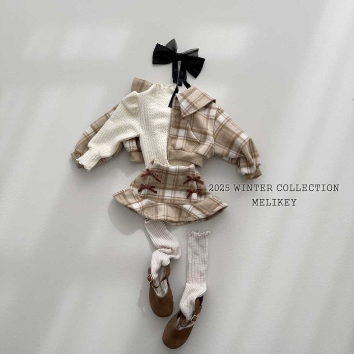 [melikey] Wool Check Collar Zip-Up_2colors