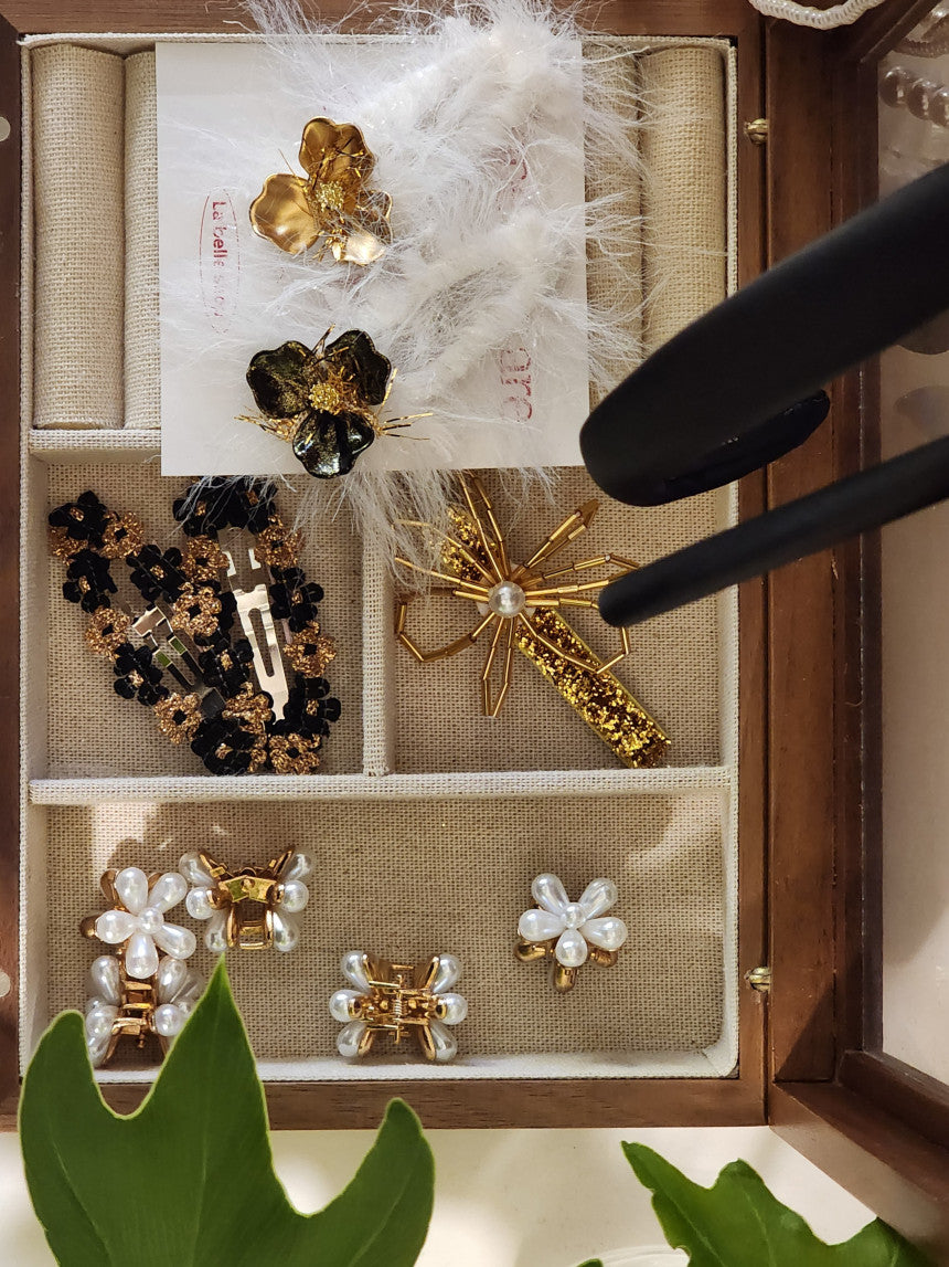 [La Belle] Snow Flower Hairpin_Black/Gold