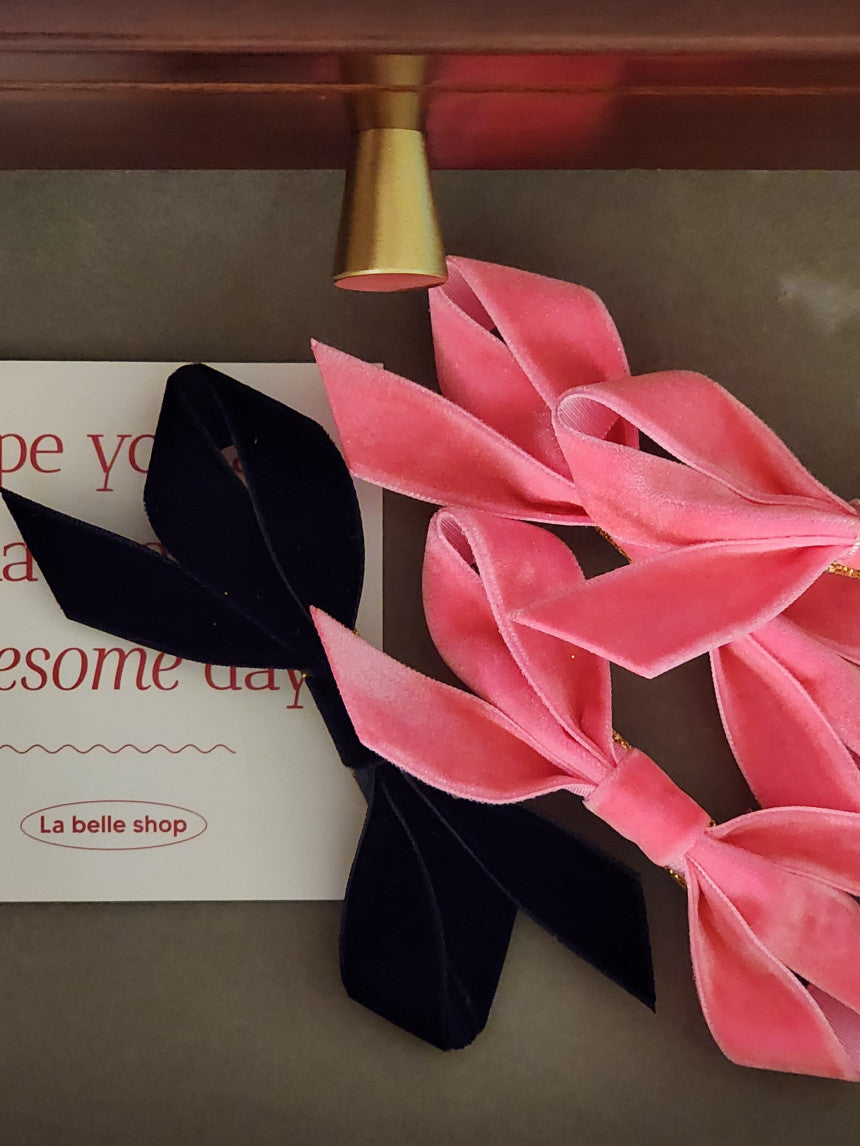 [La Belle] Velvet Mood Hairpin Black/Pink Set