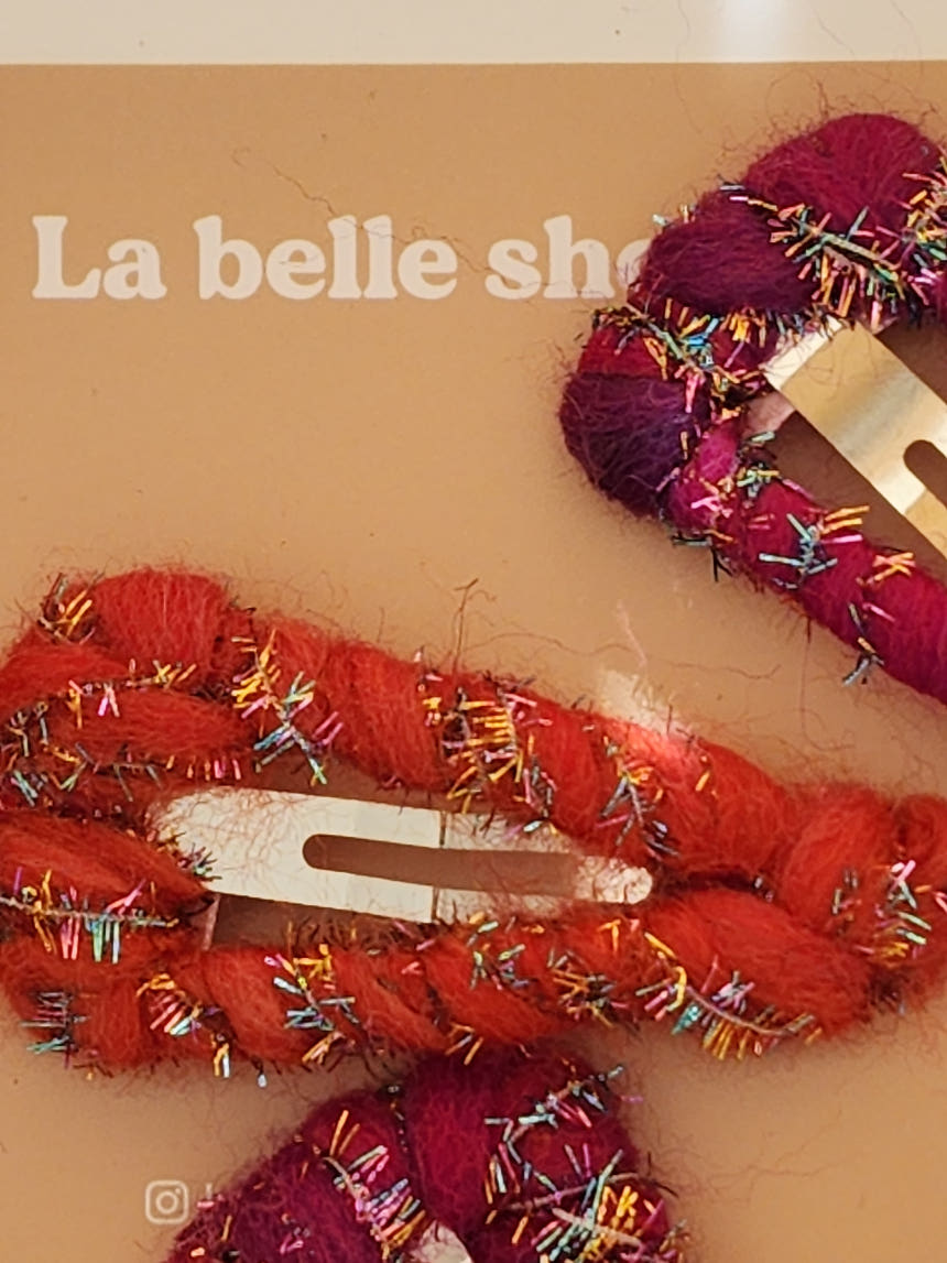 [La Belle] Angora Twinkle Hairpin_Orange/Purple