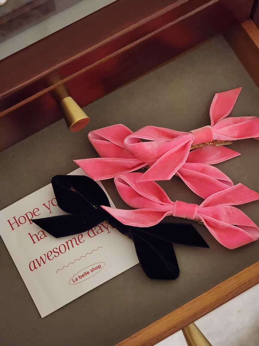 [La Belle] Velvet Mood Hairpin Black/Pink Set